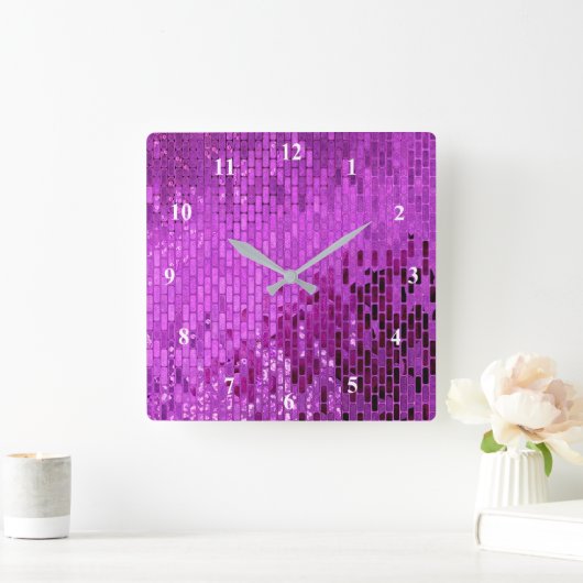 Paars Block Shimmer Pattern Vierkante Klok (Huis)