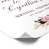 paars bloem bruids douche welkom bord poster (Hoek)