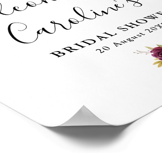 paars bloem bruidsfeest welkom bord poster (Hoek)