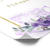 Paars bloem bruiloft thee snoepjes bord poster (Hoek)
