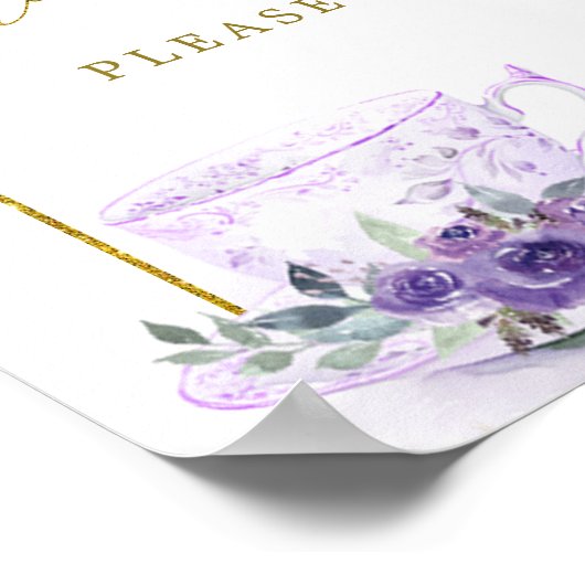 Paars bloem bruiloft thee snoepjes bord poster (Hoek)