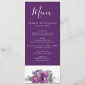 Paars Bloem Bruiloftsmenu Menu (Voorkant)