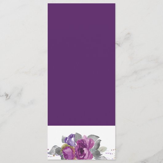 Paars Bloem Bruiloftsmenu Menu (Achterkant)