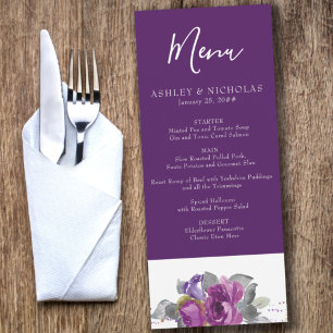 Paars Bloem Bruiloftsmenu Menu