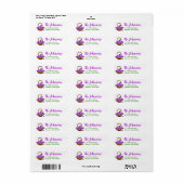 Paars Bloem Mand Retouradres Etiket (Full Sheet)