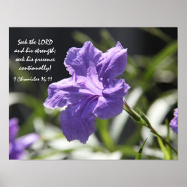  paars bloem met tweeslachtig versum over geloof poster