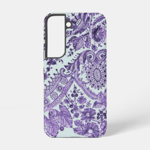 Paars Bloem Motief Kant  Samsung Galaxy Hoesje