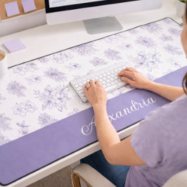 Paars Bloem Patroon Aangepaste Naam Bureaumat