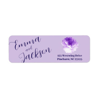 Paars Bloem Script Retouradres Label
