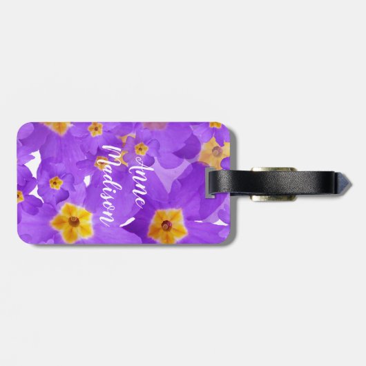 Paars bloemen Aangepaste Bagagelabels (Achterkant horizontaal)