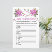 Paars bloemen Baby Dieren Naam Game (Staand voorkant)