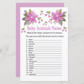Paars bloemen Baby Dieren Naam Game (Voorkant / Achterkant)