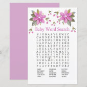 Paars bloemen Baby shower Word Zoekspel (Voorkant / Achterkant)