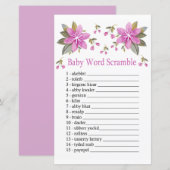 Paars bloemen Baby word scramble game (Voorkant / Achterkant)