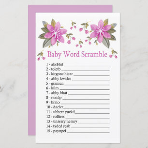 Paars bloemen Baby word scramble game