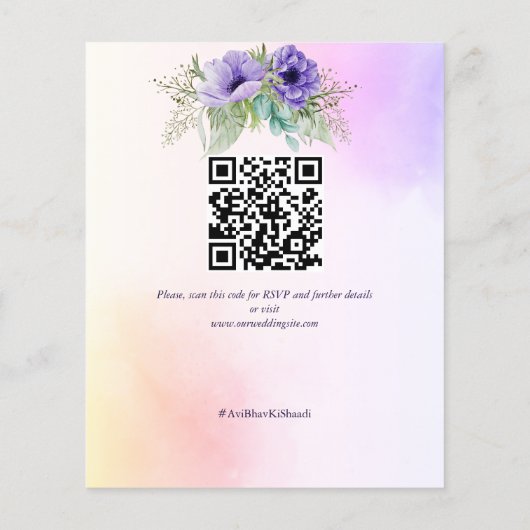 Paars bloemen, budget, sparen de datum (Achterkant)