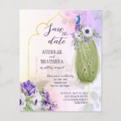 Paars bloemen, budget, sparen de datum (Voorkant)