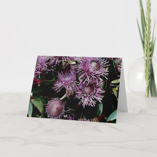 paars bloemen feestdagen kaart (Voorkant)