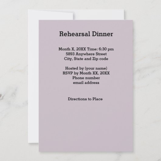 Paars bloemen, hart, ringen, repetitief diner kaart (Achterkant)