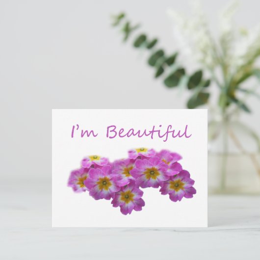 Paars bloemen, ik ben mooi briefkaart (Staand voorkant)