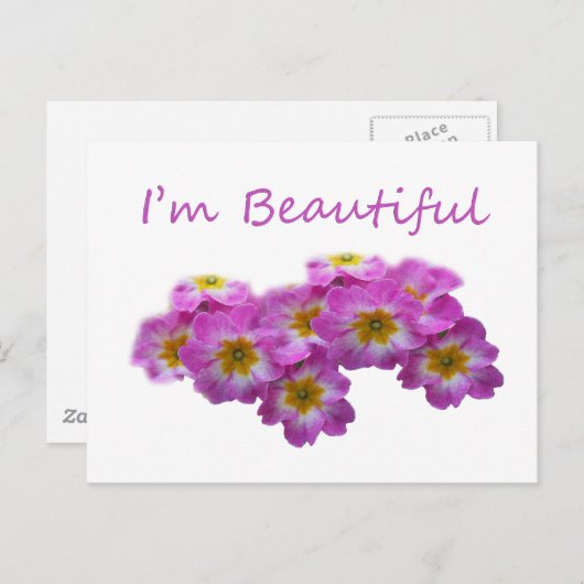 Paars bloemen, ik ben mooi briefkaart (Voorkant / Achterkant)