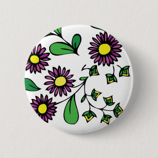 Paars bloemen knop bloemontwerp ronde button 5,7 cm