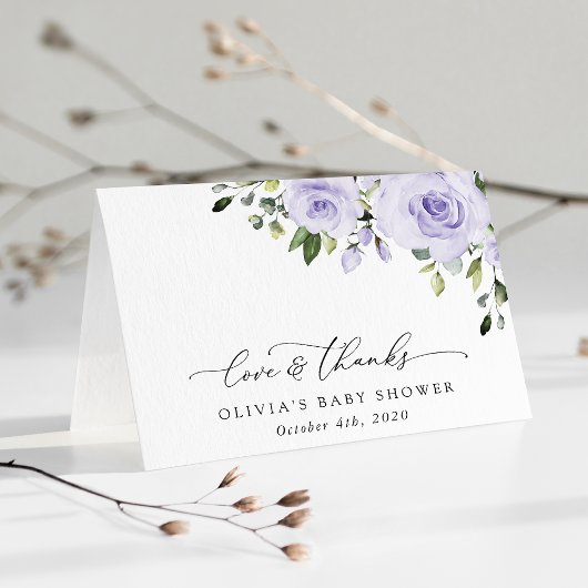 Paars bloemen, Lila bloemen, Boho, Baby shower Bedankkaart