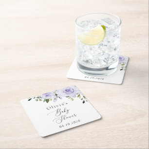 Paars bloemen, Lila bloemen, Boho, Baby shower Kartonnen Onderzetters