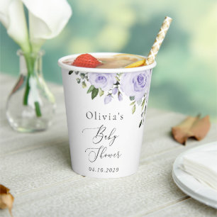 Paars bloemen, Lila bloemen, Boho, Baby shower Papieren Bekers