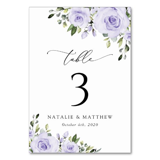 Paars bloemen, Lila bloemen, Boho, tabelnummers Kaart (Achterkant)