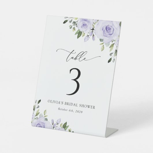 Paars bloemen, Lila bloemen, Boho, tabelnummers Reclamebord Met Voetstuk (Voorkant)