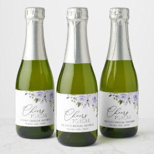 Paars bloemen, Lila bloemen, Boho, Vrijgezellenfee Sparkling Wijnetiket