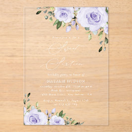 Paars bloemen, Lila bloemen, Boho, zoet 16 Acryl Uitnodigingen