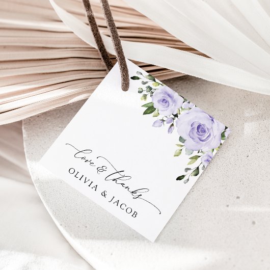 Paars bloemen, Lila bloemen, Florale bruiloft Bedankjes Labels