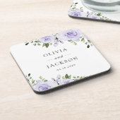 Paars bloemen, Lila bloemen, Florale bruiloft Bier Onderzetter (Linkerzijde)