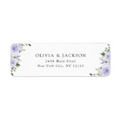 Paars bloemen, Lila bloemen, Florale bruiloft Etiket (Voorkant)
