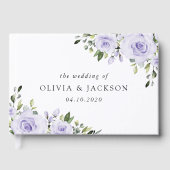 Paars bloemen, Lila bloemen, Florale bruiloft Gastenboek (Voorkant)