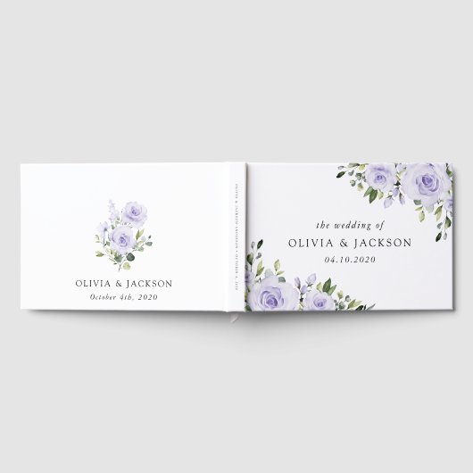 Paars bloemen, Lila bloemen, Florale bruiloft Gastenboek (Volledig)