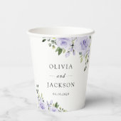 Paars bloemen, Lila bloemen, Florale bruiloft Papieren Bekers (Achterkant)