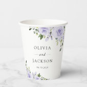 Paars bloemen, Lila bloemen, Florale bruiloft Papieren Bekers (Voorkant)