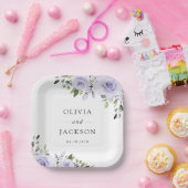 Paars bloemen, Lila bloemen, Florale bruiloft Papieren Bordje (Feest)