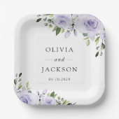 Paars bloemen, Lila bloemen, Florale bruiloft Papieren Bordje (Voorkant)