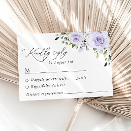 Paars bloemen, Lila bloemen, Florale bruiloft RSVP Kaartje