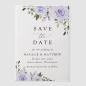 Paars bloemen, Lila bloemen, Florale bruiloft Vellum Uitnodigingen (Voorkant)