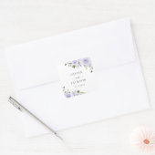 Paars bloemen, Lila bloemen, Florale bruiloft Vierkante Sticker (Envelop)