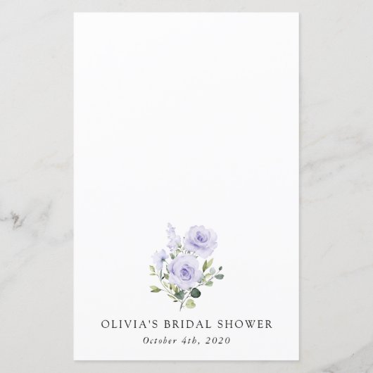 Paars bloemen, Lila bloemen, menu Vrijgezellenfees (Achterkant)