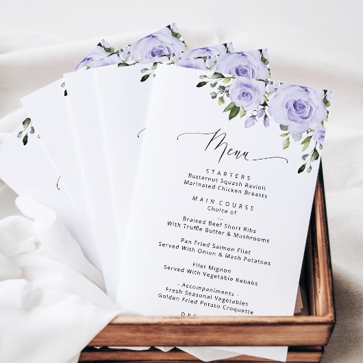 Paars bloemen, Lila bloemen, menu Vrijgezellenfees