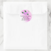 Paars bloemen met bericht - Inhoud Ronde Sticker (Tas)