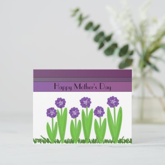 Paars bloemen Moederdag Greeting Briefkaart (Staand voorkant)