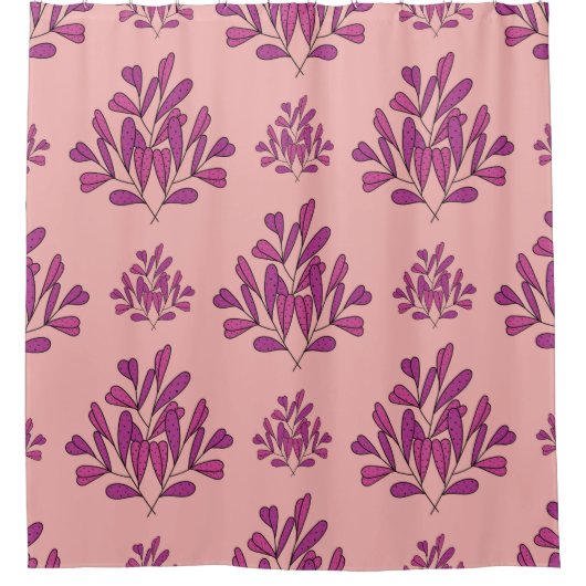 Paars bloemen naadloos herhalend ruggegraat douchegordijn (Voorkant)